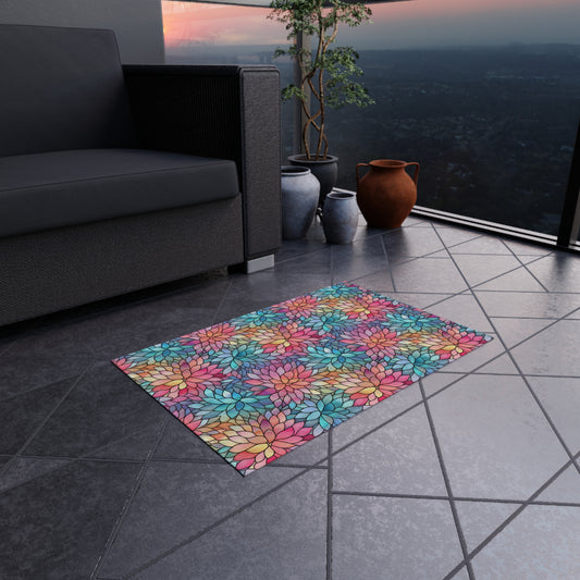 Stained-Glass Floral Outdoor Rug