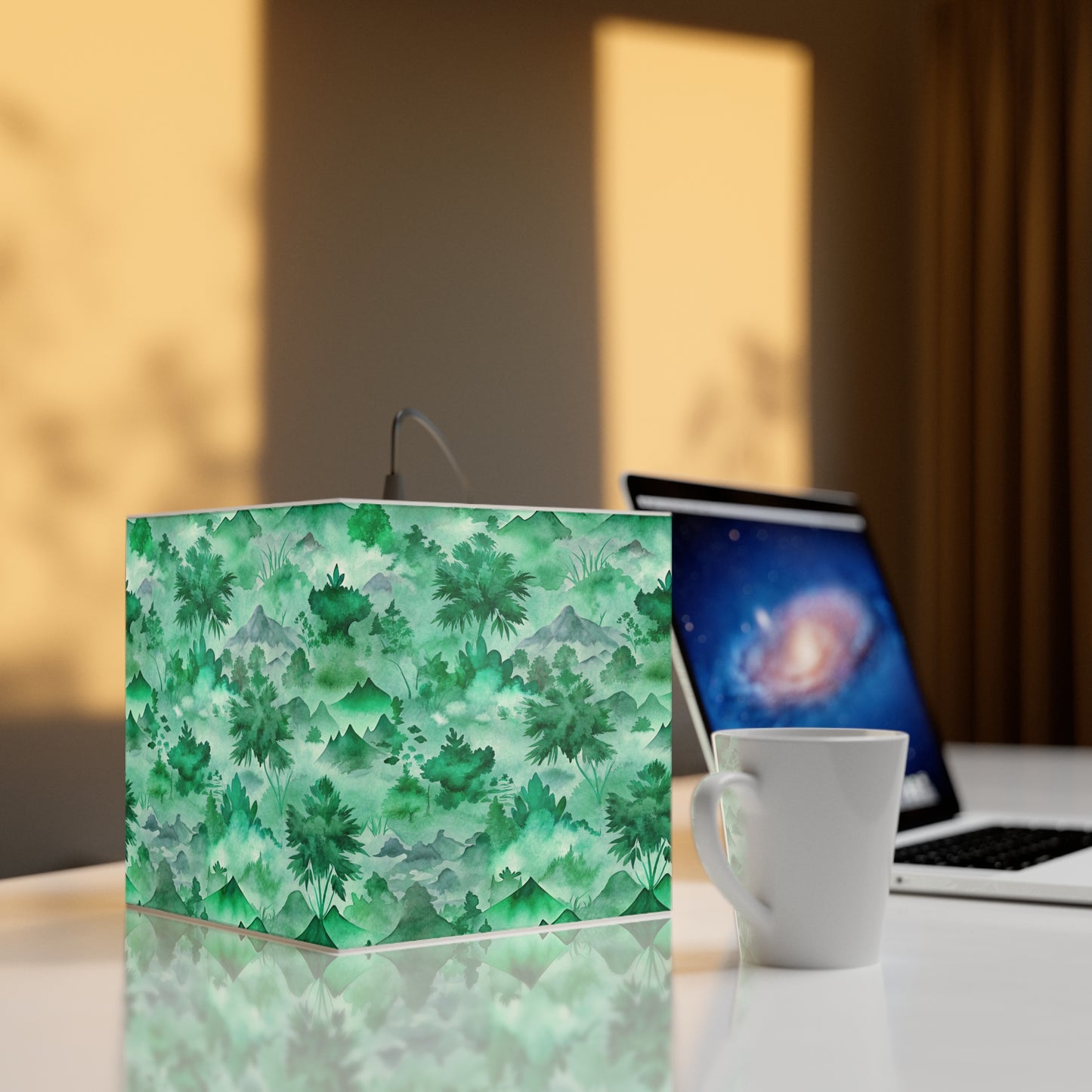 Forest Mist Watercolor Light Cube