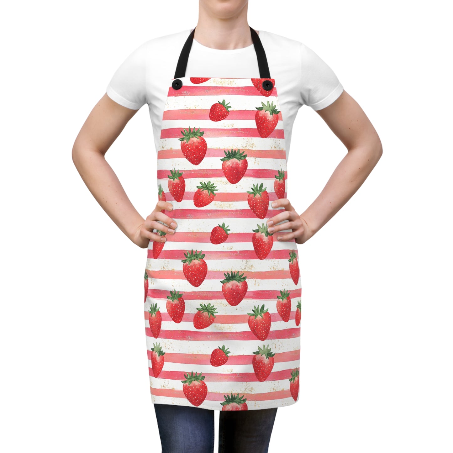 Sweet Strawberry Watercolor Apron