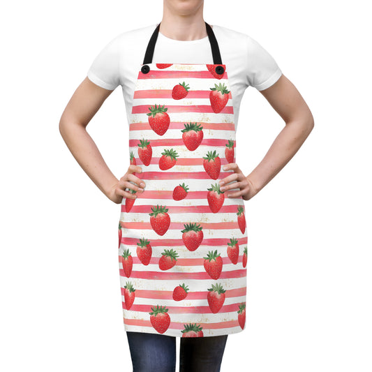 Sweet Strawberry Watercolor Apron