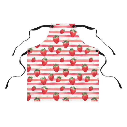 Sweet Strawberry Watercolor Apron