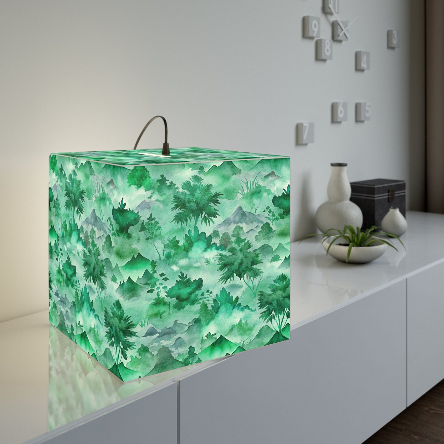 Forest Mist Watercolor Light Cube